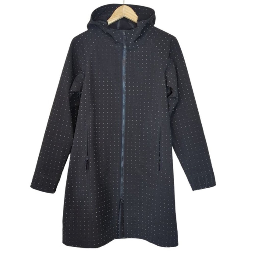Lululemon Apres Black White Polka Dot Rain Jacket Hood SZ 6